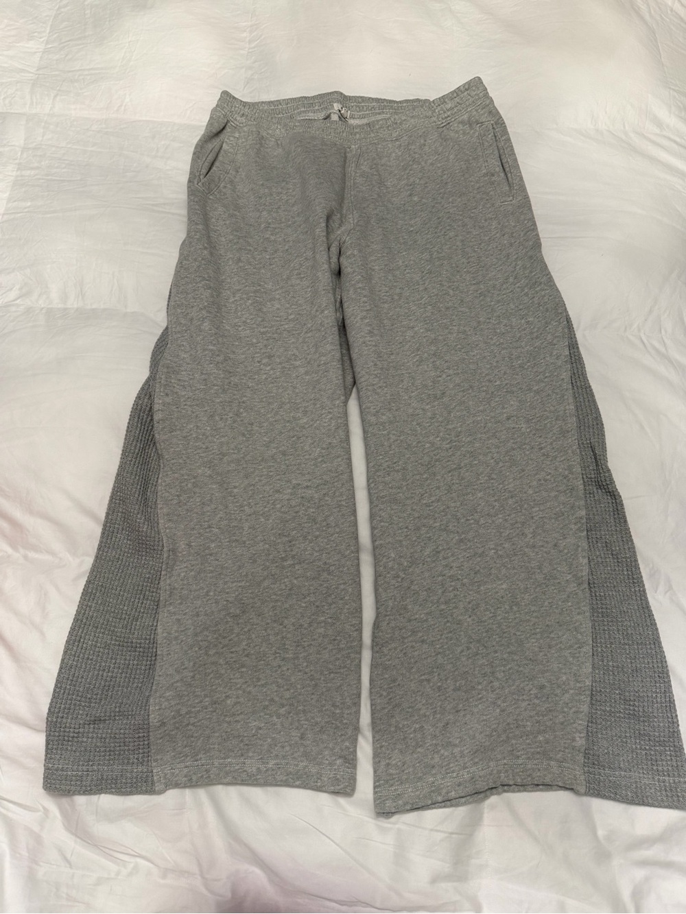 aerie Gray Wide-Leg Joggers with Knit Side Panels